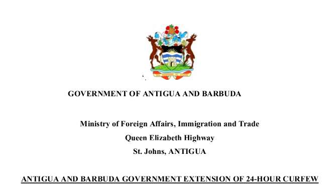 Antigua and Barbuda Government Extension of 24-Hour Curfew