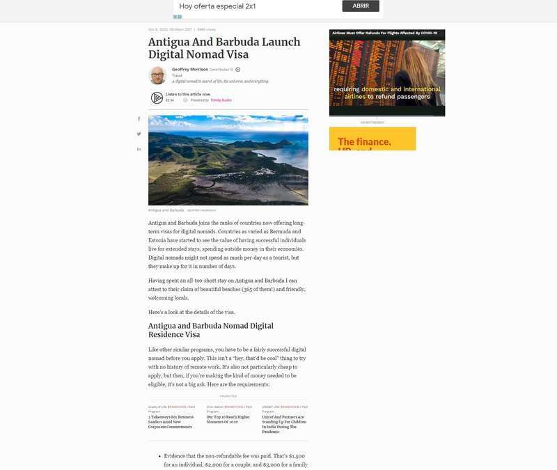 Antigua And Barbuda Launch Digital Nomad Visa