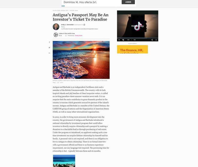 Antigua’s Passport May Be An Investor’s Ticket To Paradise