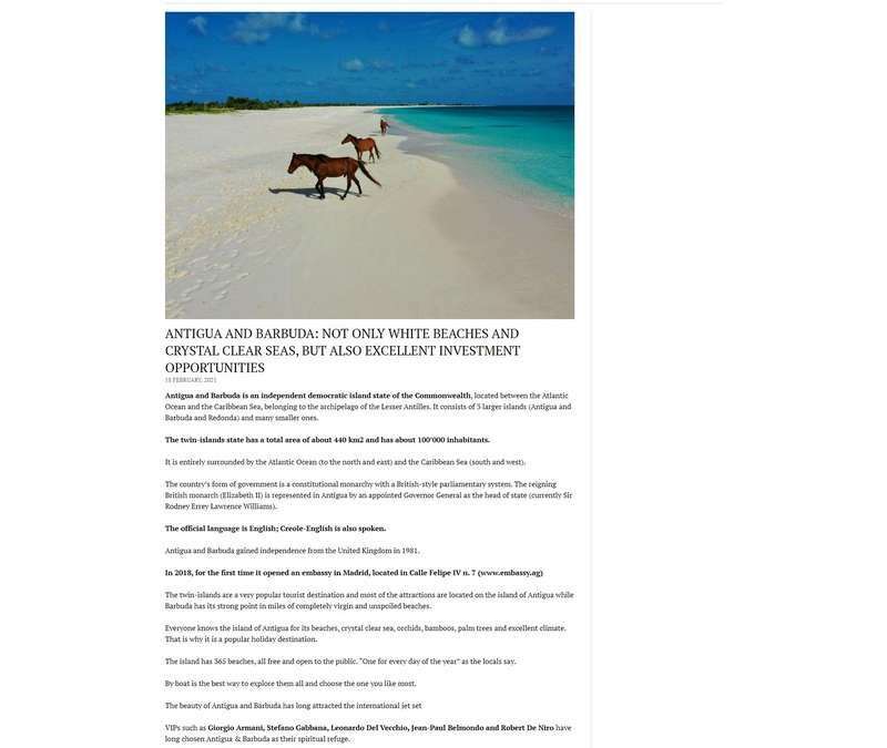 Antigua And Barbuda: Not Only White Beaches And Crystal Clear Seas, But Also Excellent Investment Opportunities
