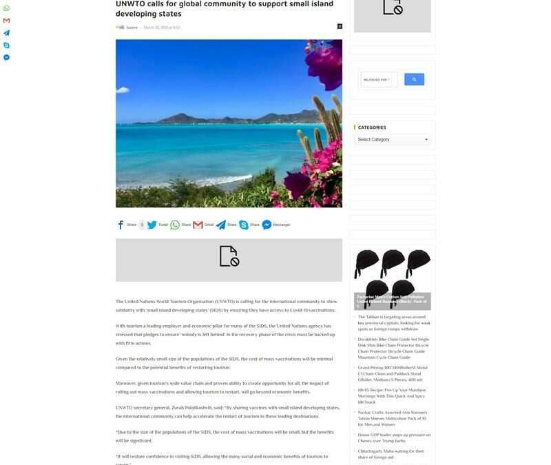 UNWTO calls for global community to support small island developing states