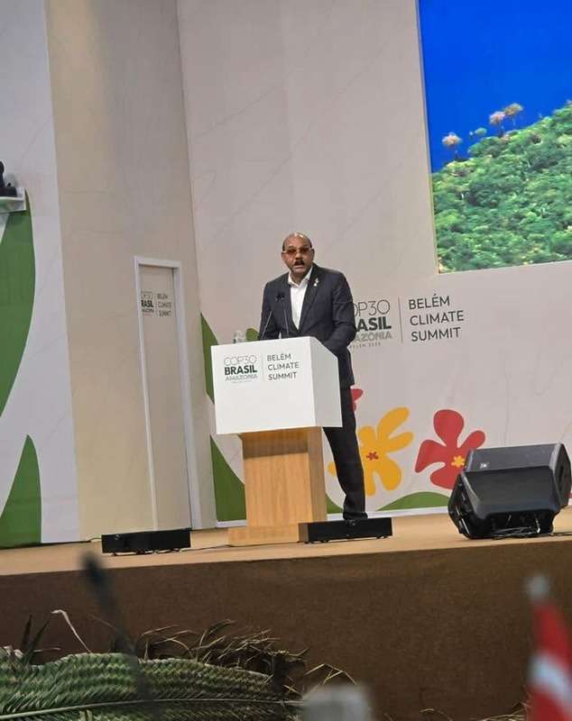 Prime Minister Gaston Browne Issues Global Call for Climate Justice at COP30 (2) Prime Minister Gaston Browne with the Prime Minister of Tanzania, HE Kassim Majaliwa and former Commonwealth Secretary General Baroness Scotland at COP29
